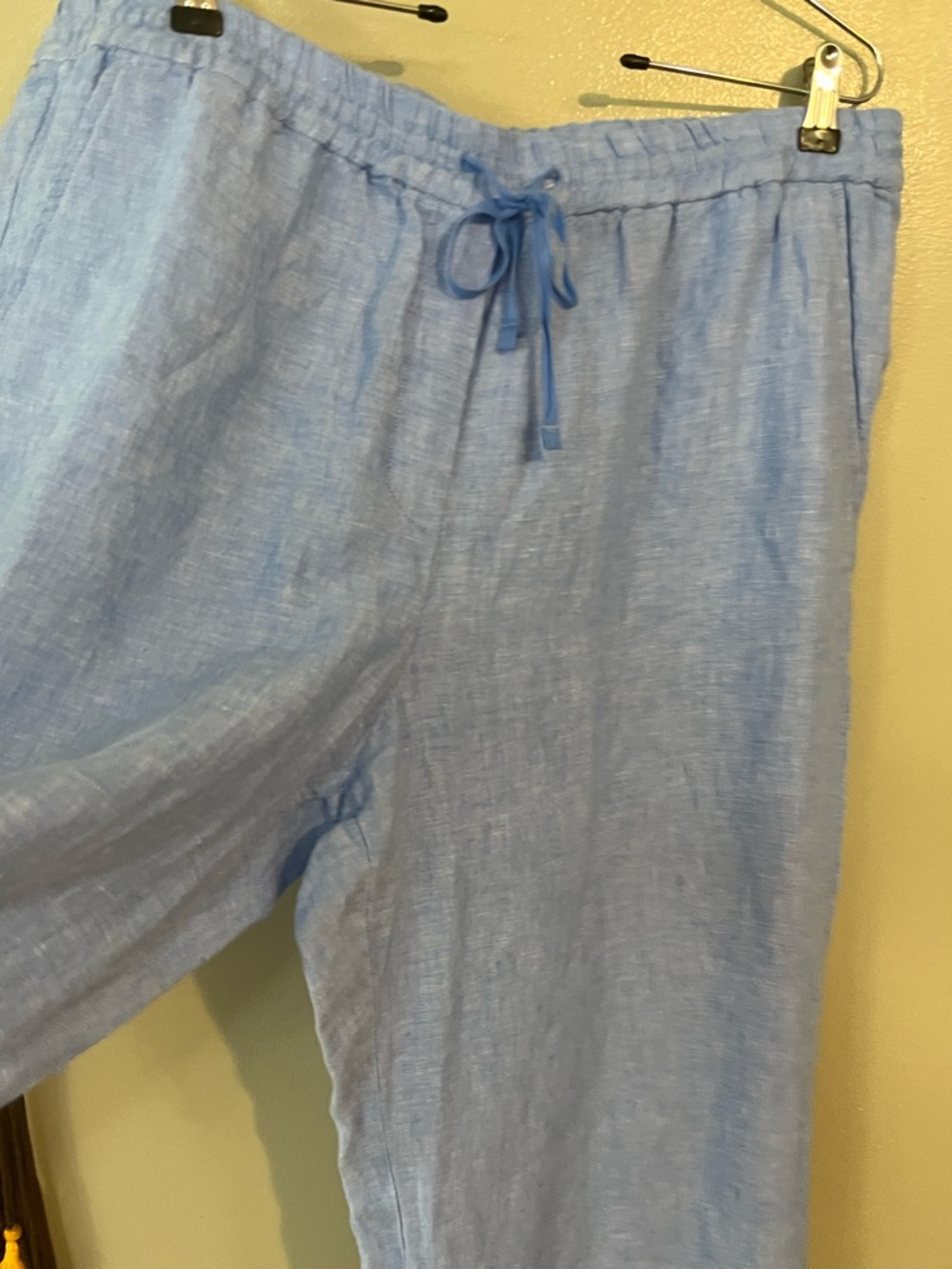 Talbots Sky Blue Wide-Leg Linen Drawstring Pants - Picture 8 of 14